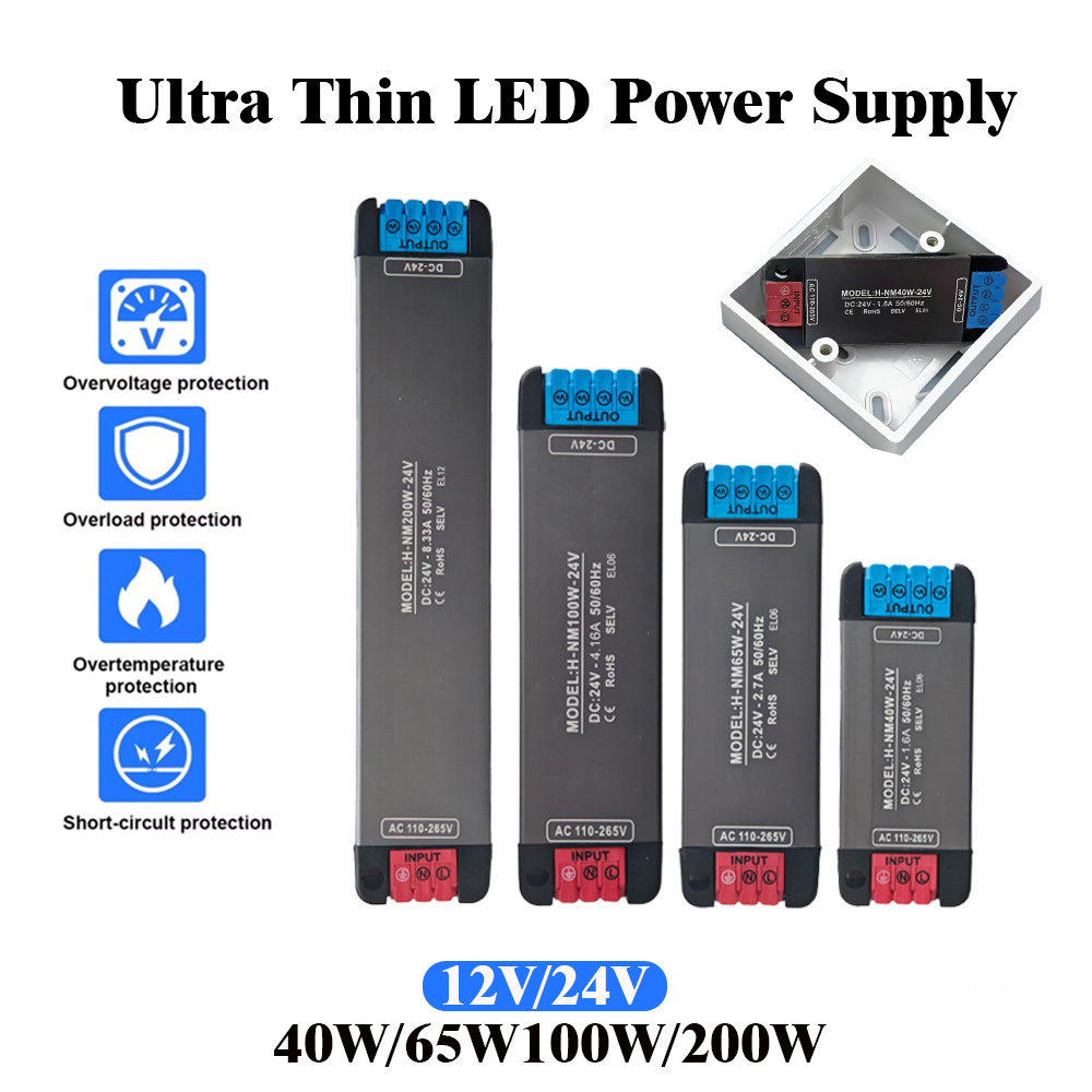 Power Strip Flat - Zasilacz LED DC24V 200W 100W 65W