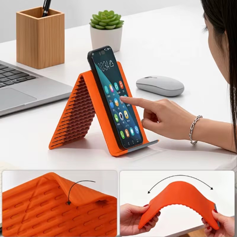 Desk Setup Home Office - Elastyczny, składany silikonowy uchwyt na telefon,