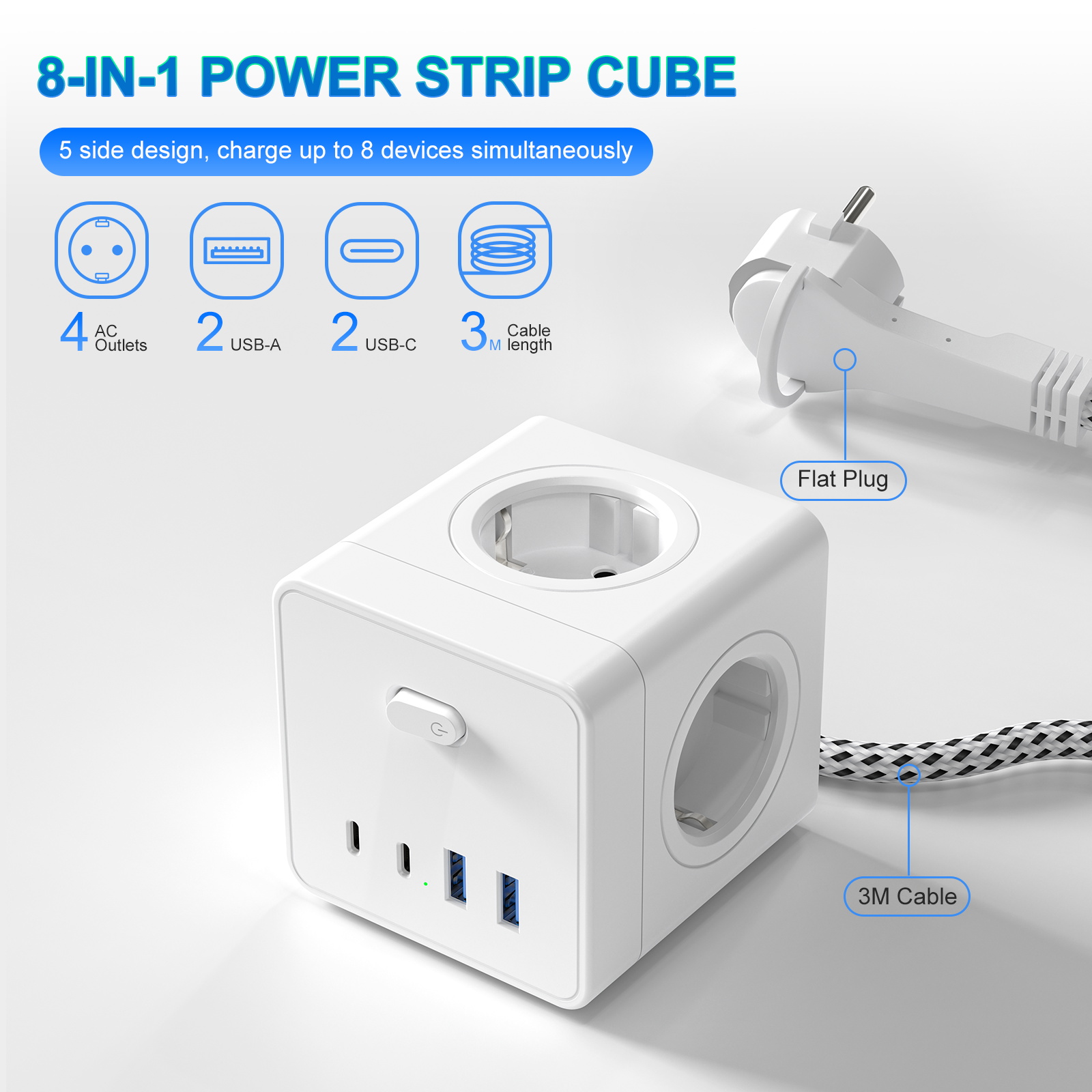 HITRENDS 8-w-1 Kostka zasilają – Power Strip Flat recenzja i cena